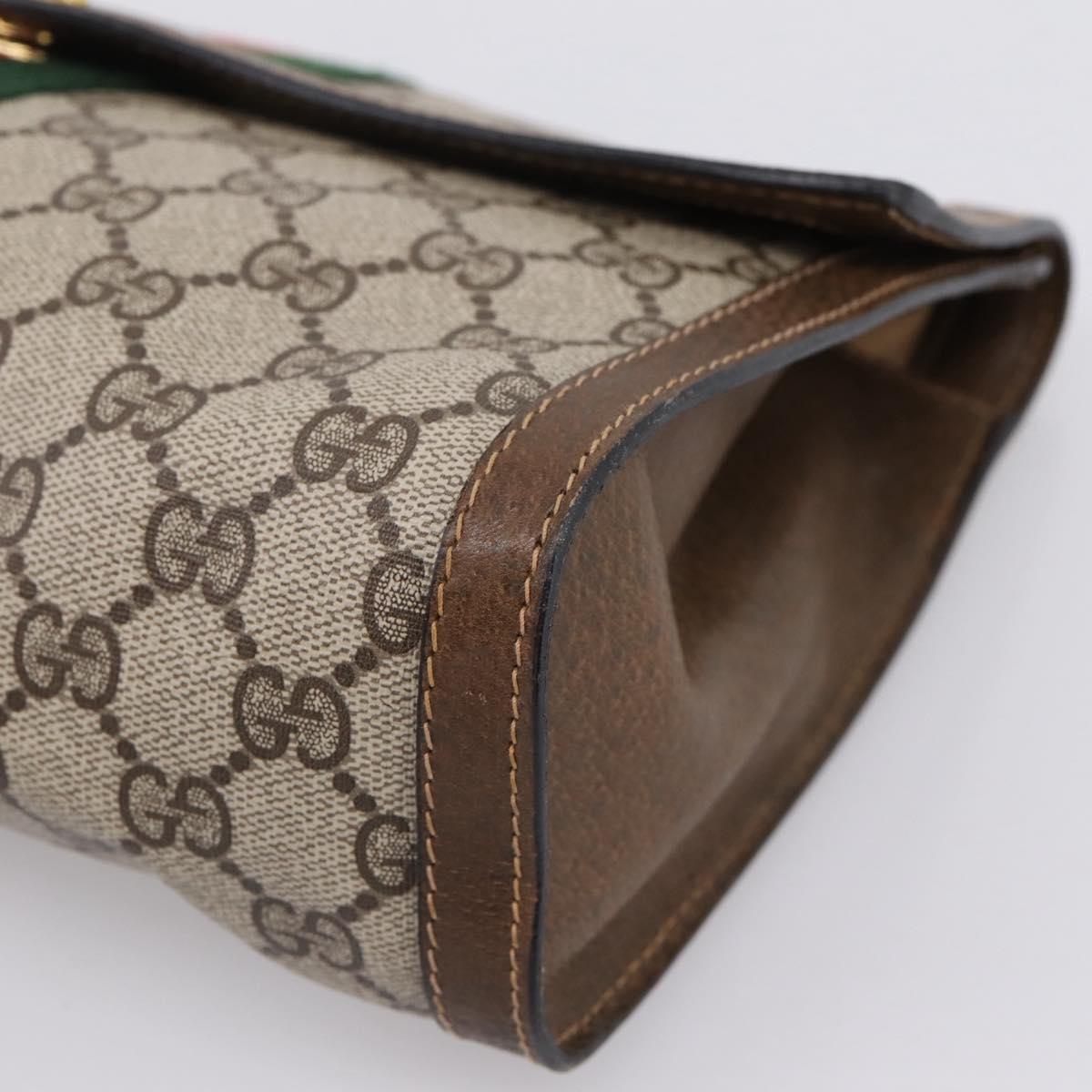 GUCCI GG Supreme Web Sherry Line Bag PVC Beige Red 41 014 3087 30 Auth hk4218