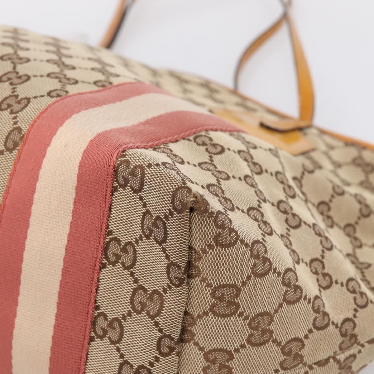 GUCCI GG Canvas Tote Bag Beige Gold 211976 Auth hk4219