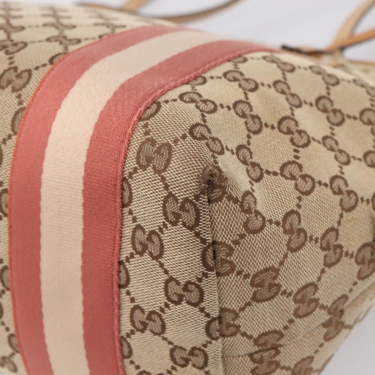 GUCCI GG Canvas Tote Bag Beige Gold 211976 Auth hk4219