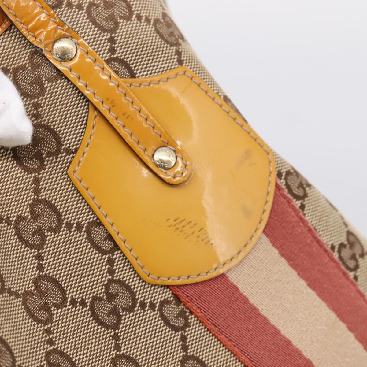 GUCCI GG Canvas Tote Bag Beige Gold 211976 Auth hk4219