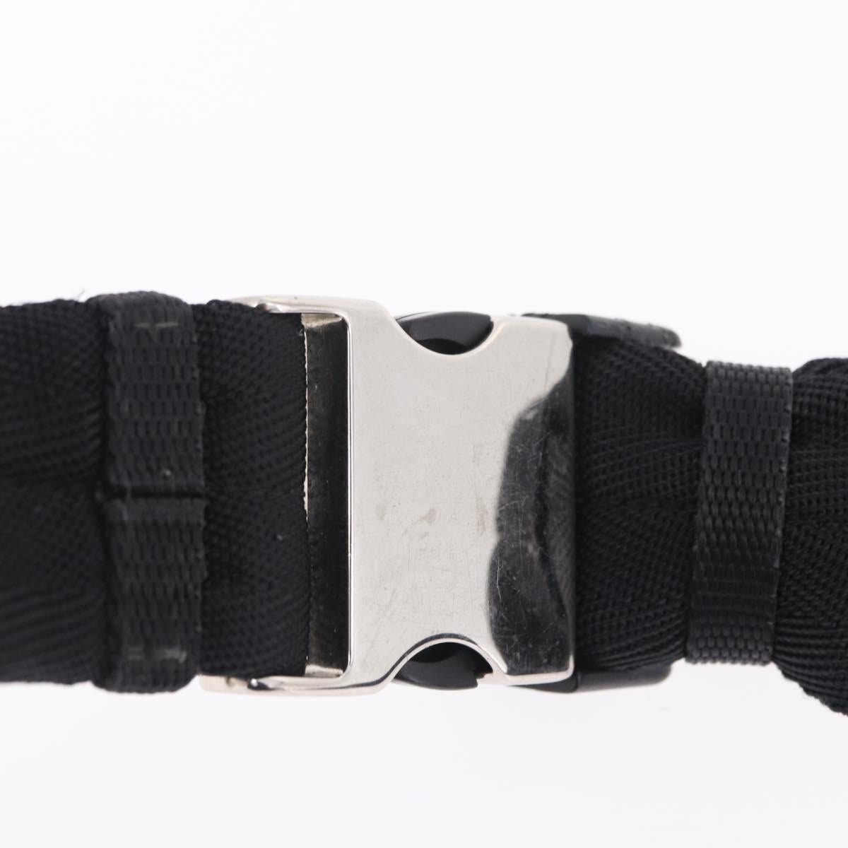 PRADA Waist bag Nylon Black Silver Auth hk4226