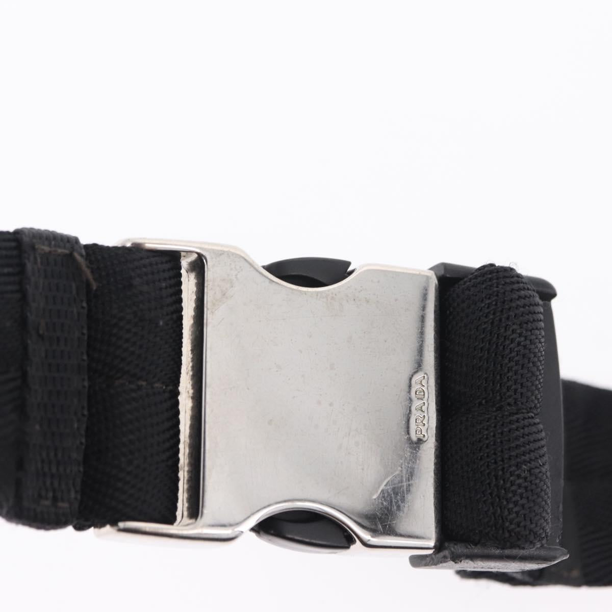 PRADA Waist bag Nylon Black Silver Auth hk4226