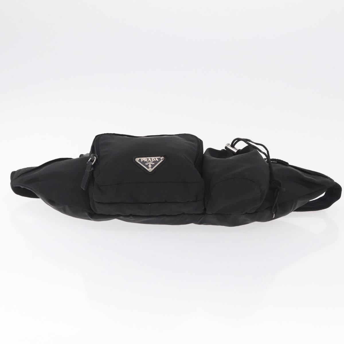 PRADA Waist bag Nylon Black Silver Auth hk4226