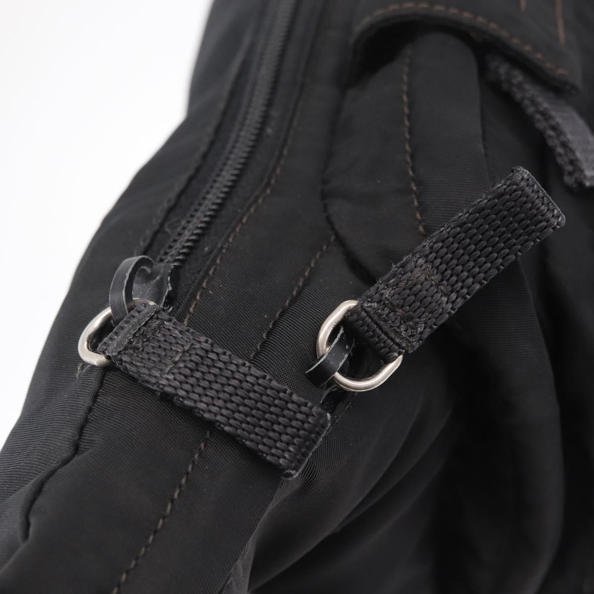 PRADA Waist bag Nylon Black Silver Auth hk4226