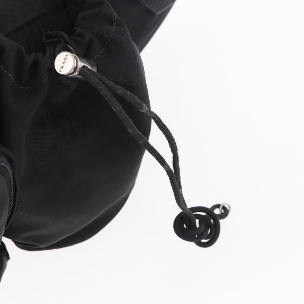 PRADA Waist bag Nylon Black Silver Auth hk4226