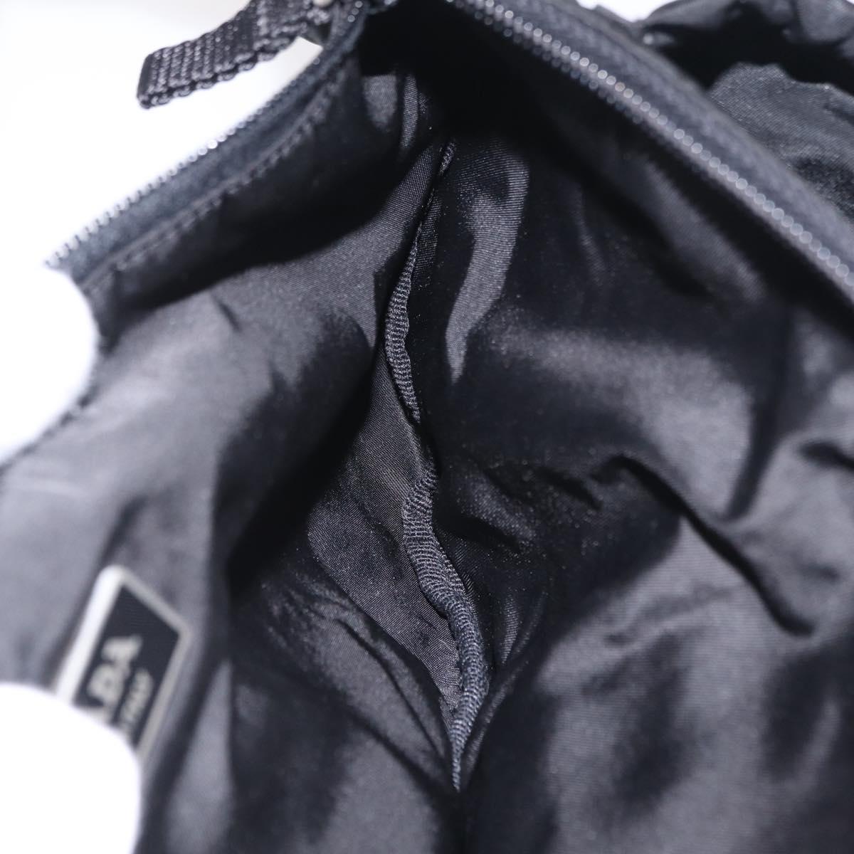 PRADA Waist bag Nylon Black Silver Auth hk4226
