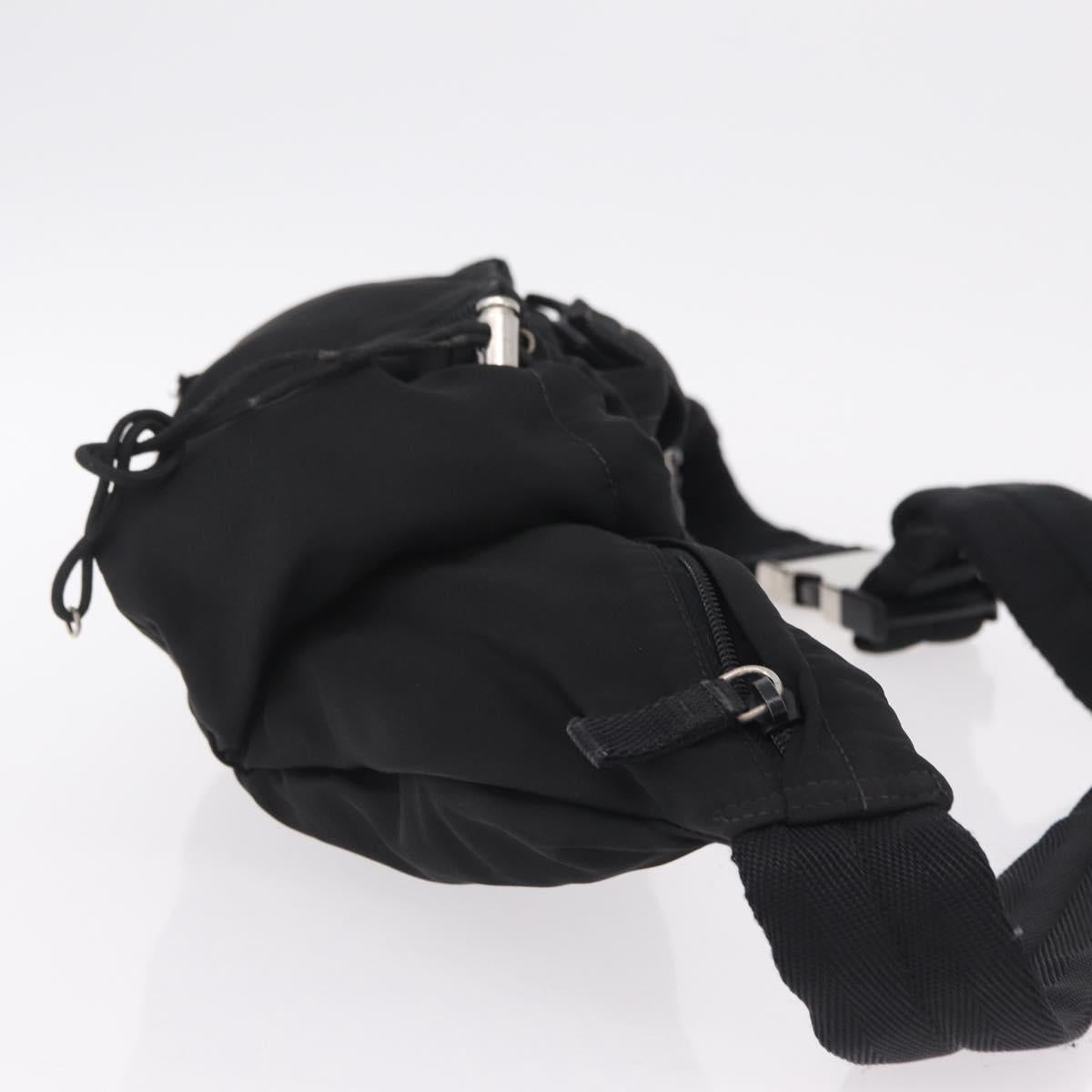 PRADA Waist bag Nylon Black Silver Auth hk4226