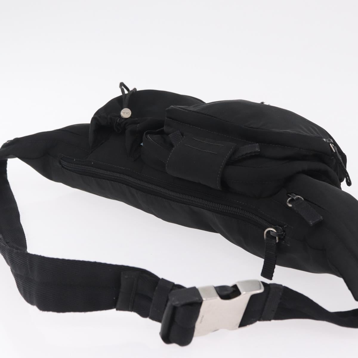PRADA Waist bag Nylon Black Silver Auth hk4226