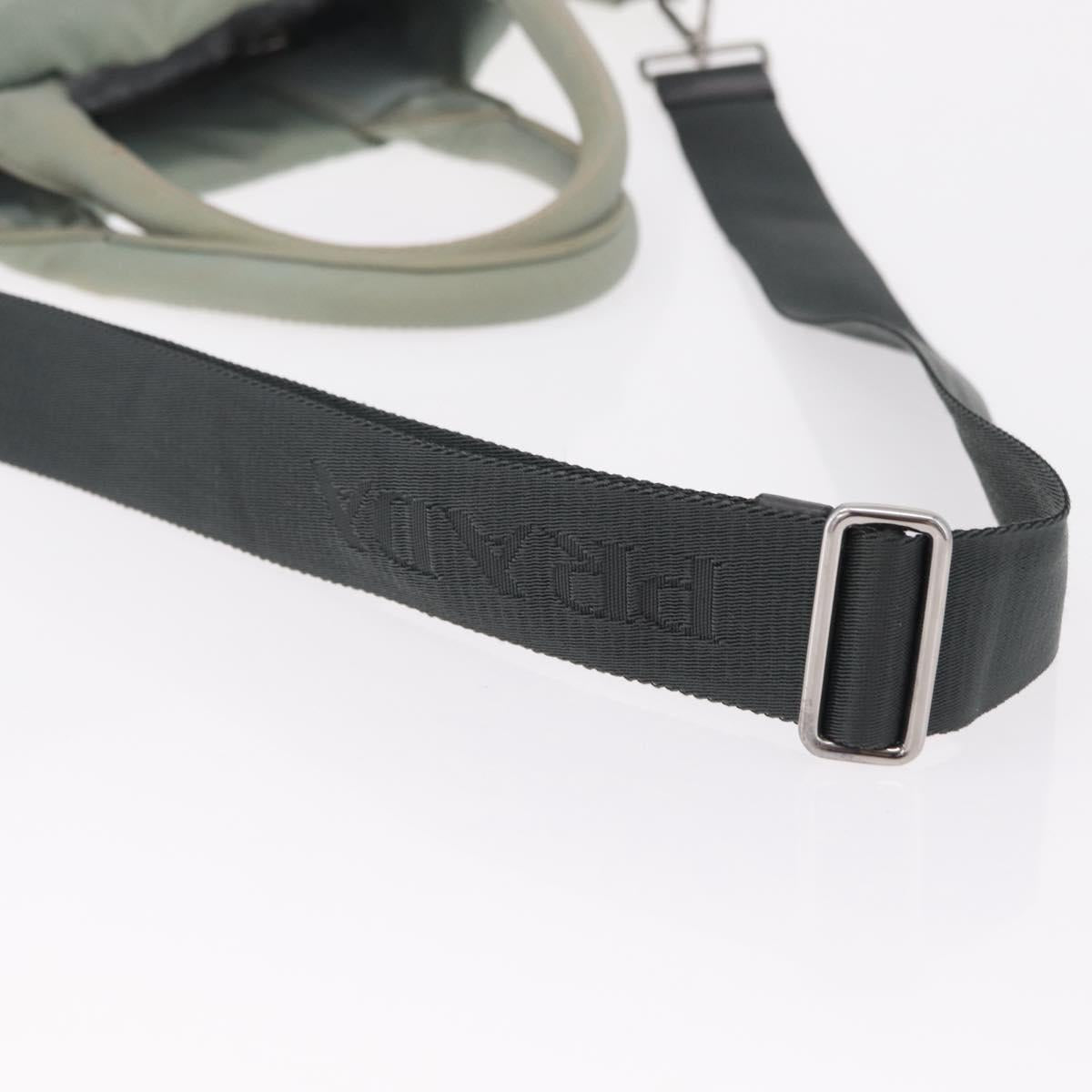 PRADA Reversible Hand Bag Nylon 2way Gray Silver Auth hk4227
