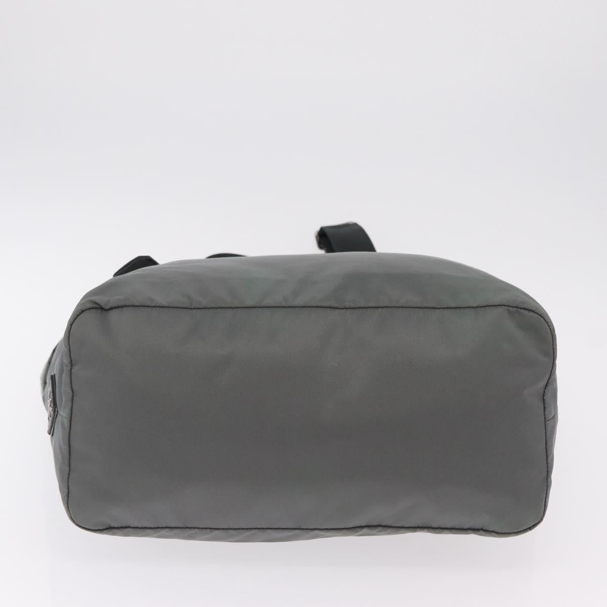 PRADA Reversible Hand Bag Nylon 2way Gray Silver Auth hk4227