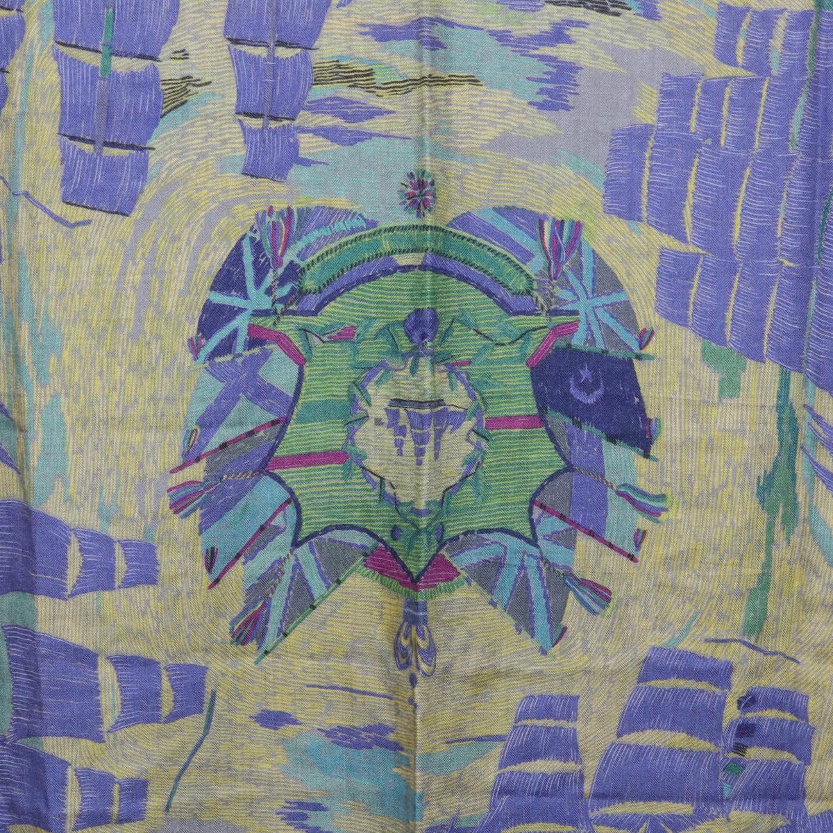 HERMES Carre 90 Scarf ""HENRY F SMITH SAILOR"" Cashmere Green Auth hk4233