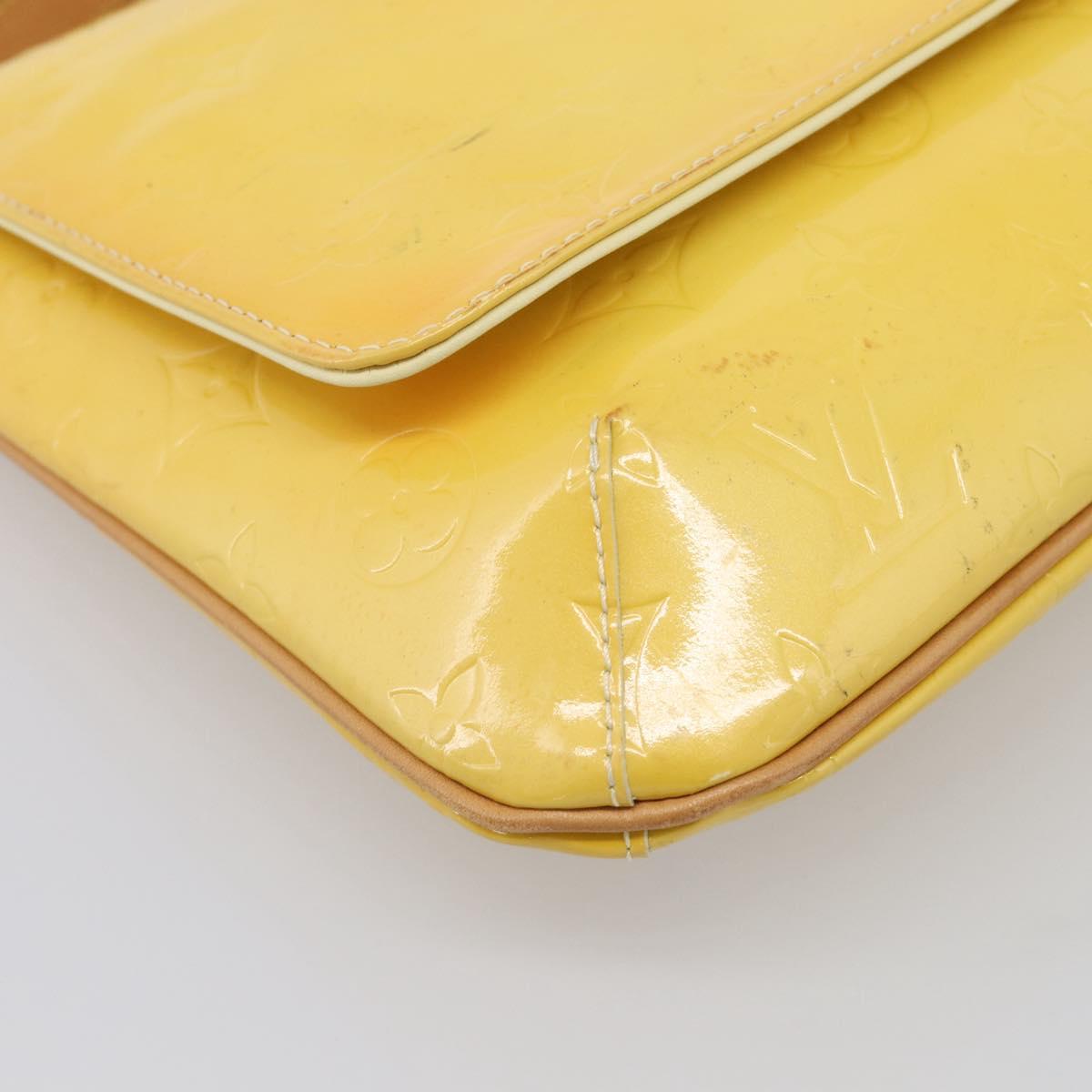 LOUIS VUITTON Vernis Thompson Street Bag Lime Yellow M91071 LV Auth hk4251