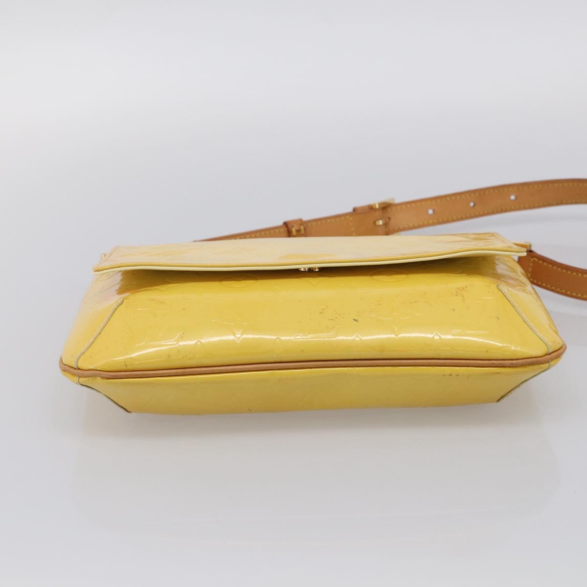 LOUIS VUITTON Vernis Thompson Street Bag Lime Yellow M91071 LV Auth hk4251