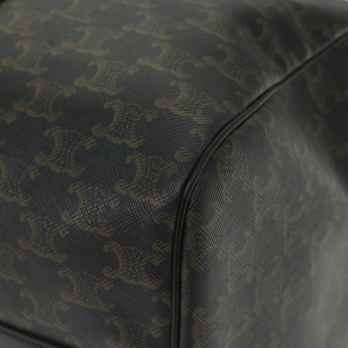CELINE Triomphe Canvas Boston Bag PVC Leather 2way Black Auth hk880V