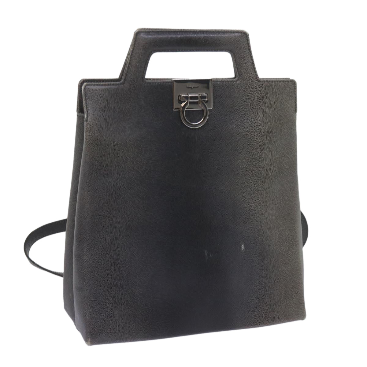 Salvatore Ferragamo Hand Bag Leather 2way Gray Auth hk919