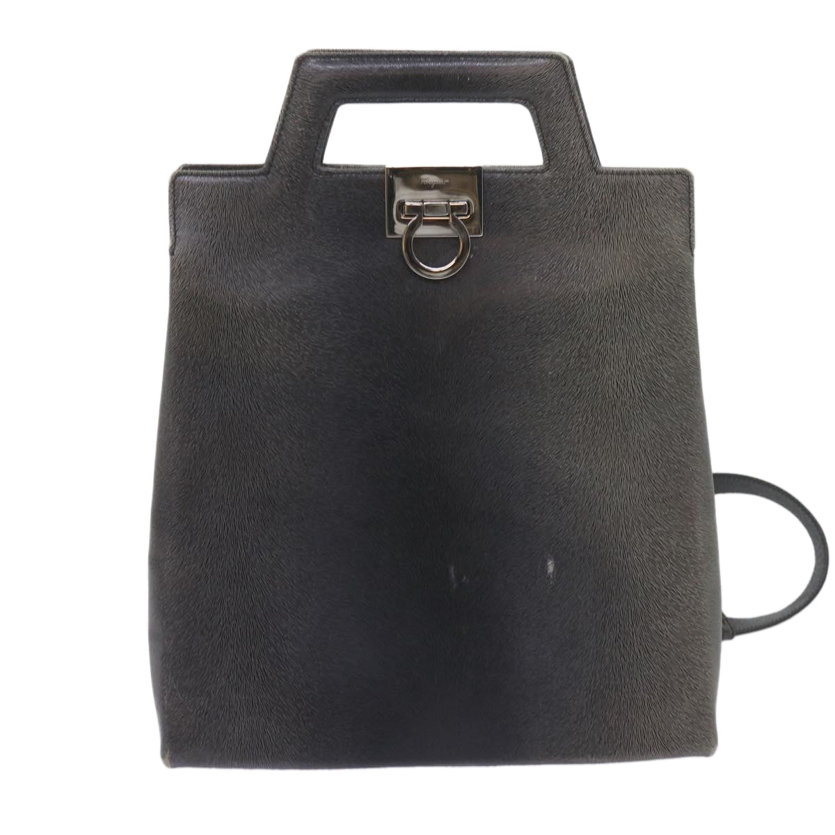 Salvatore Ferragamo Hand Bag Leather 2way Gray Auth hk919