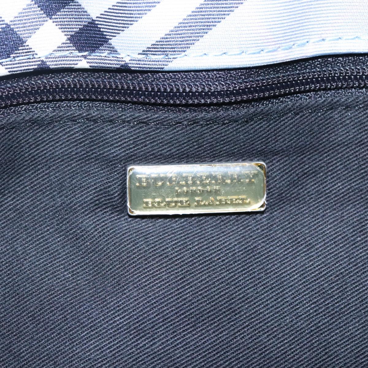 BURBERRY Nova Check Blue Label Hand Bag Nylon Purple Silver Auth hs1699