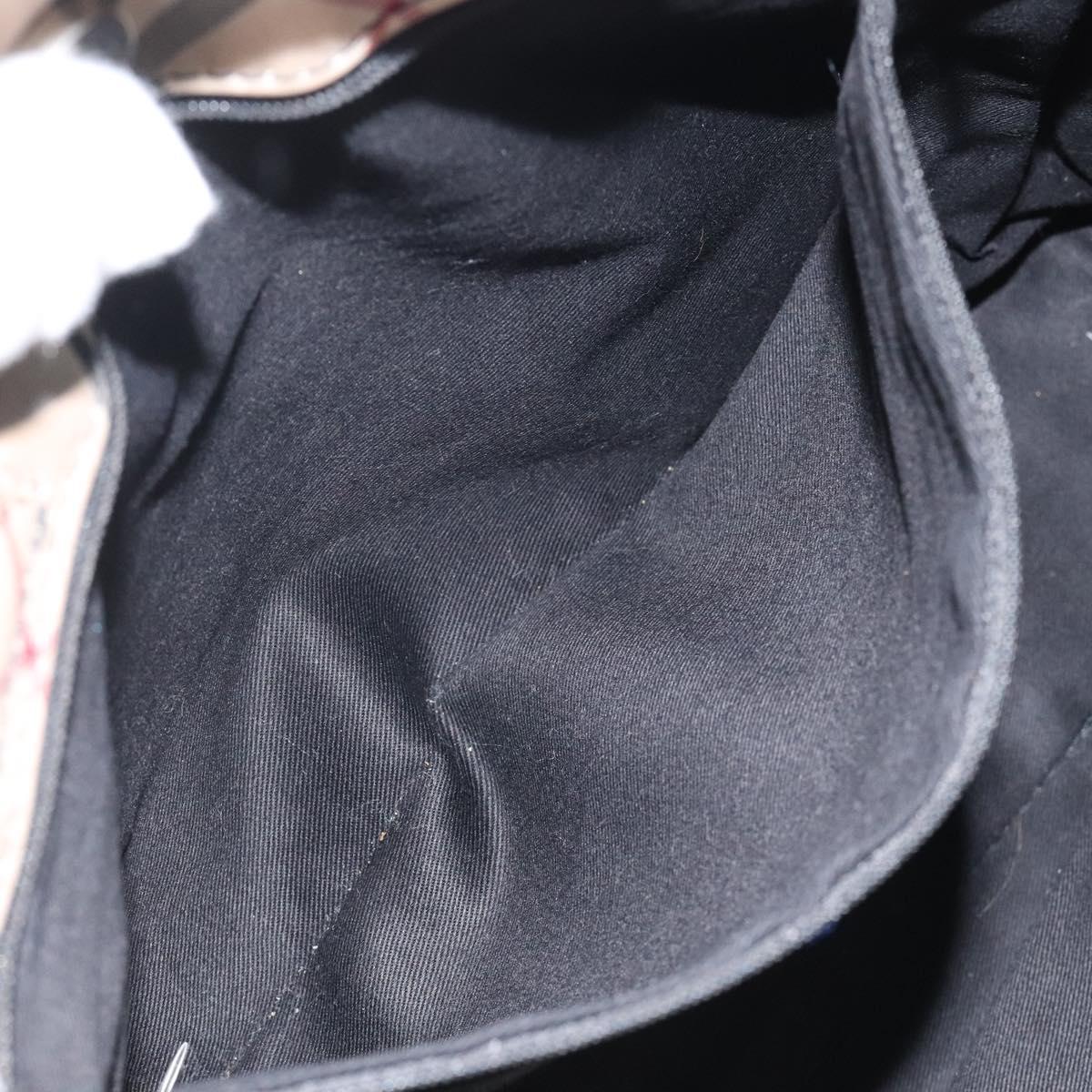 BURBERRY Nova Check Blue Label Hand Bag Canvas Black Silver Auth hs1710