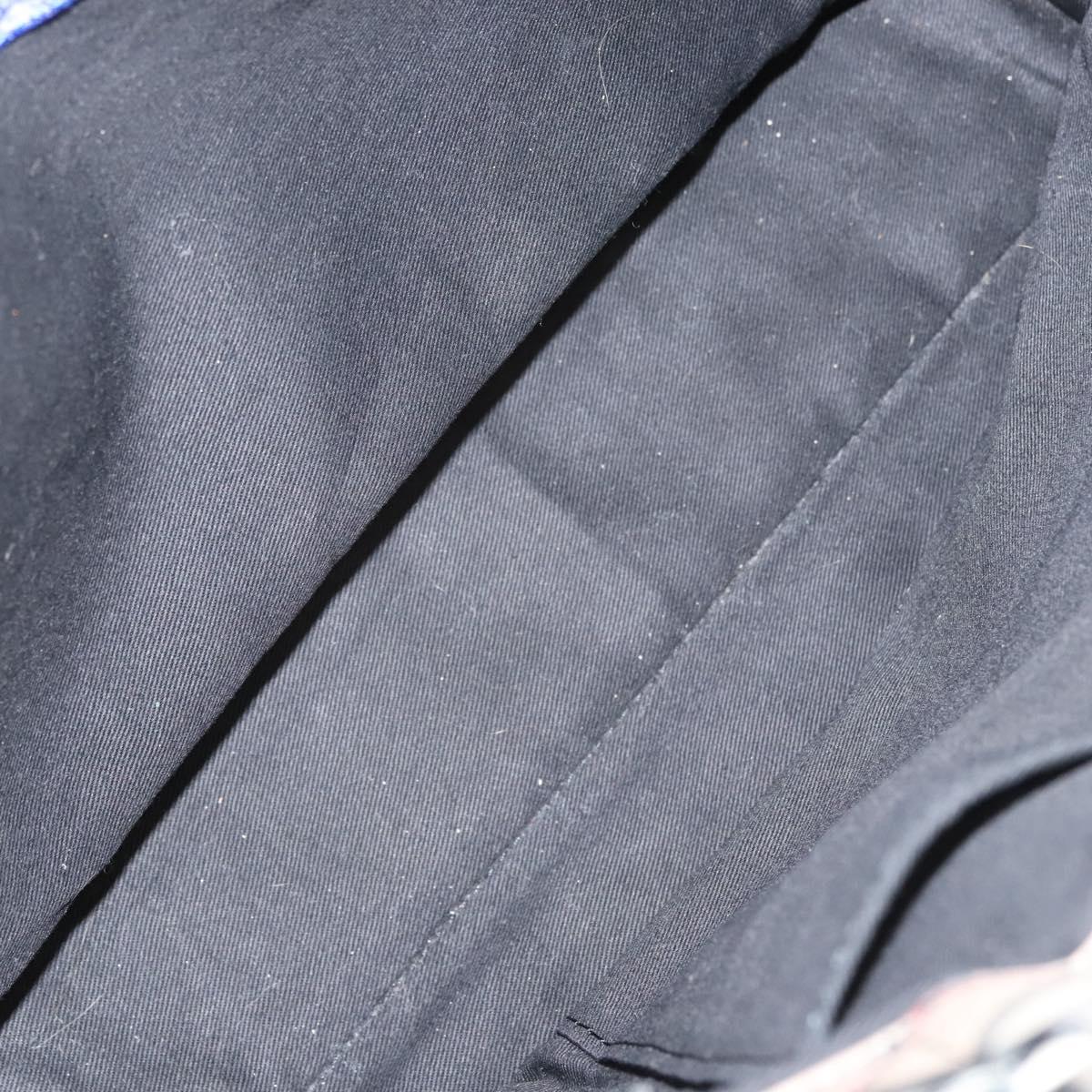 BURBERRY Nova Check Blue Label Hand Bag Canvas Black Silver Auth hs1712