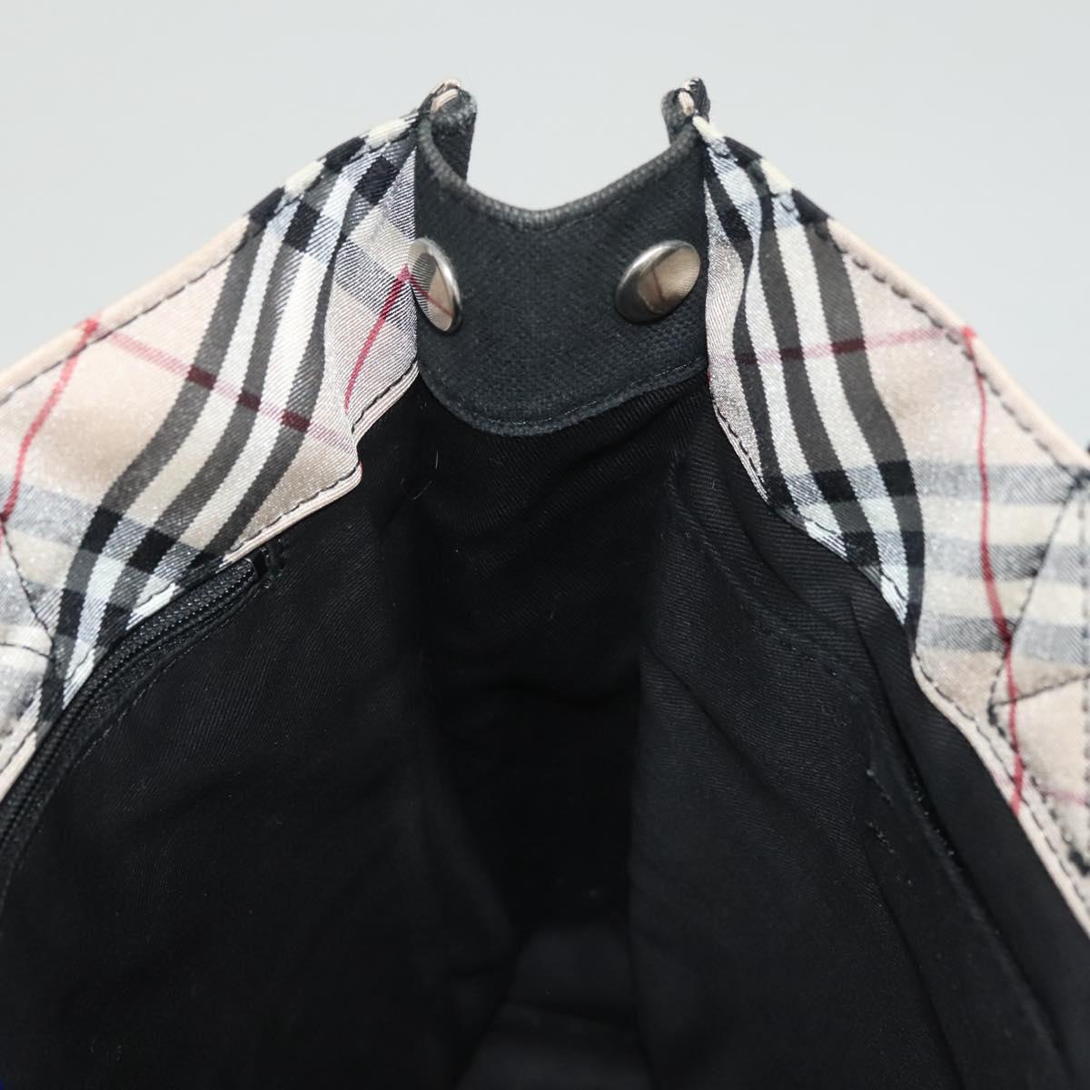 BURBERRY Nova Check Blue Label Hand Bag Canvas Black Silver Auth hs1712