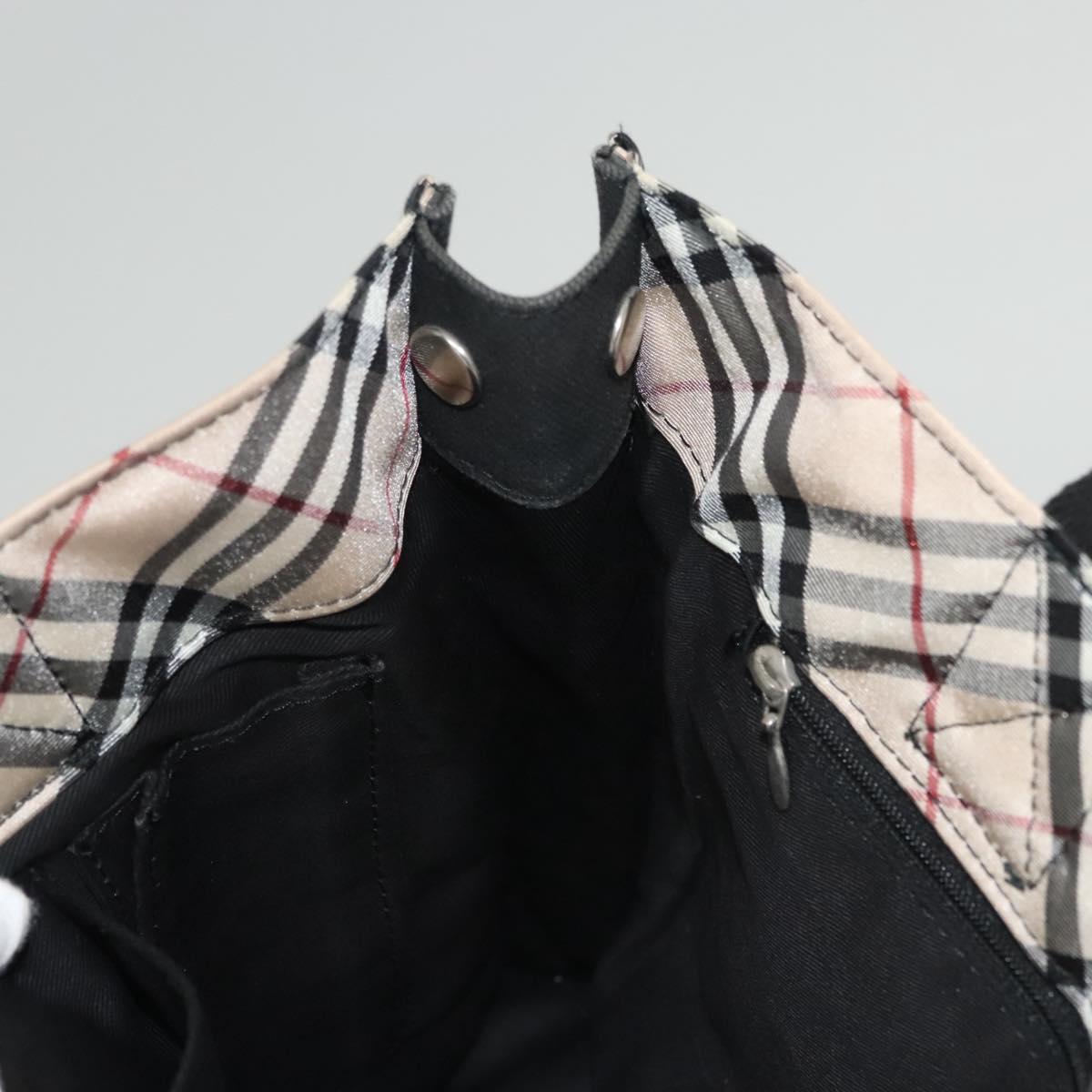 BURBERRY Nova Check Blue Label Hand Bag Canvas Black Silver Auth hs1712