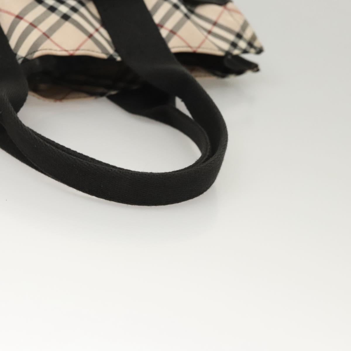 BURBERRY Nova Check Blue Label Hand Bag Canvas Black Silver Auth hs1712