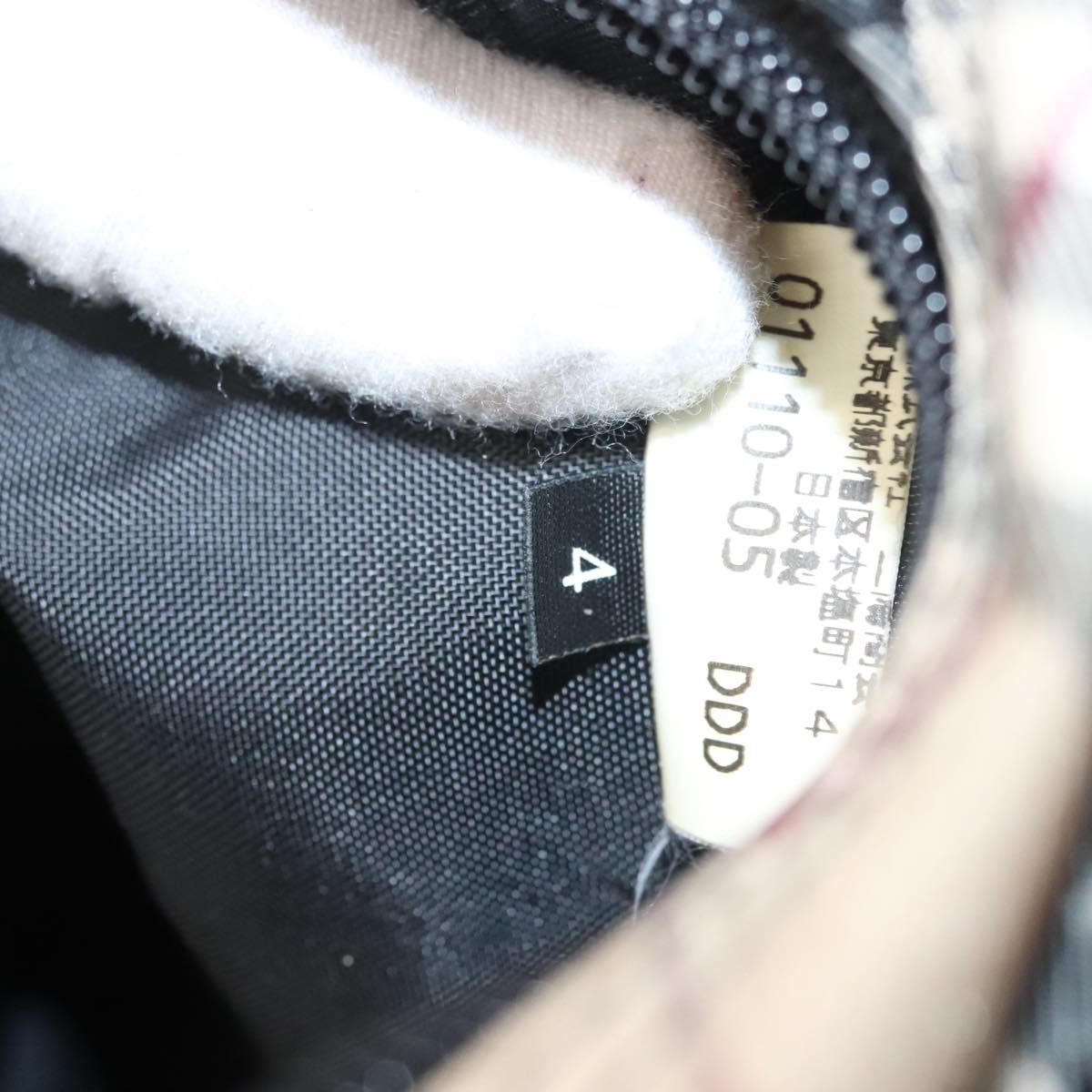 BURBERRY Nova Check Blue Label Hand Bag Nylon Beige Silver Auth hs1716