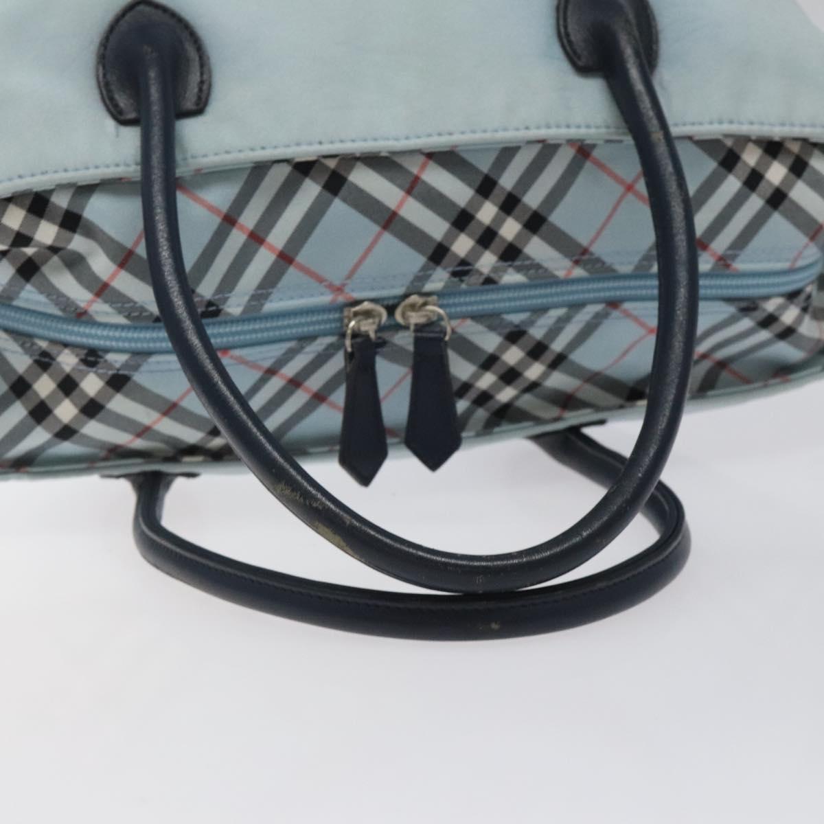 BURBERRY Blue Label Hand Bag Nylon Blue Silver Auth hs1718