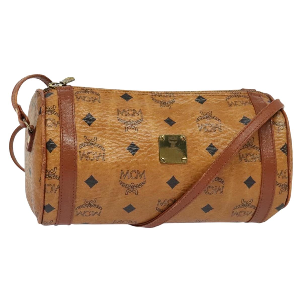 MCM Vicetos Logogram Shoulder Bag PVC Leather Brown Auth IN019