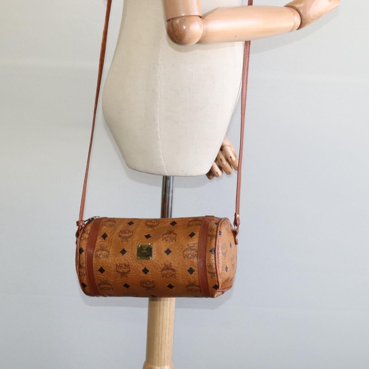 MCM Vicetos Logogram Shoulder Bag PVC Leather Brown Auth IN019