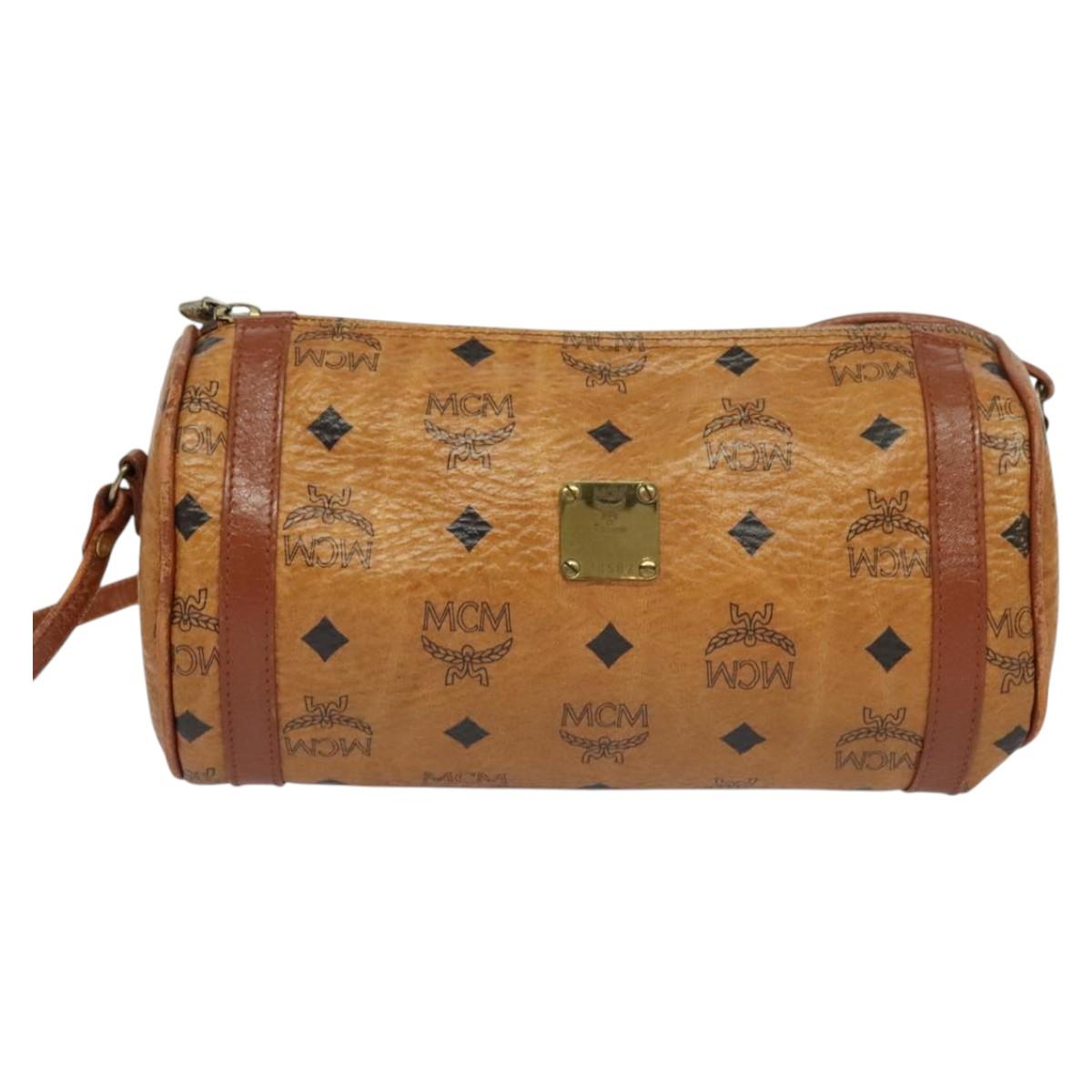 MCM Vicetos Logogram Shoulder Bag PVC Leather Brown Auth IN019