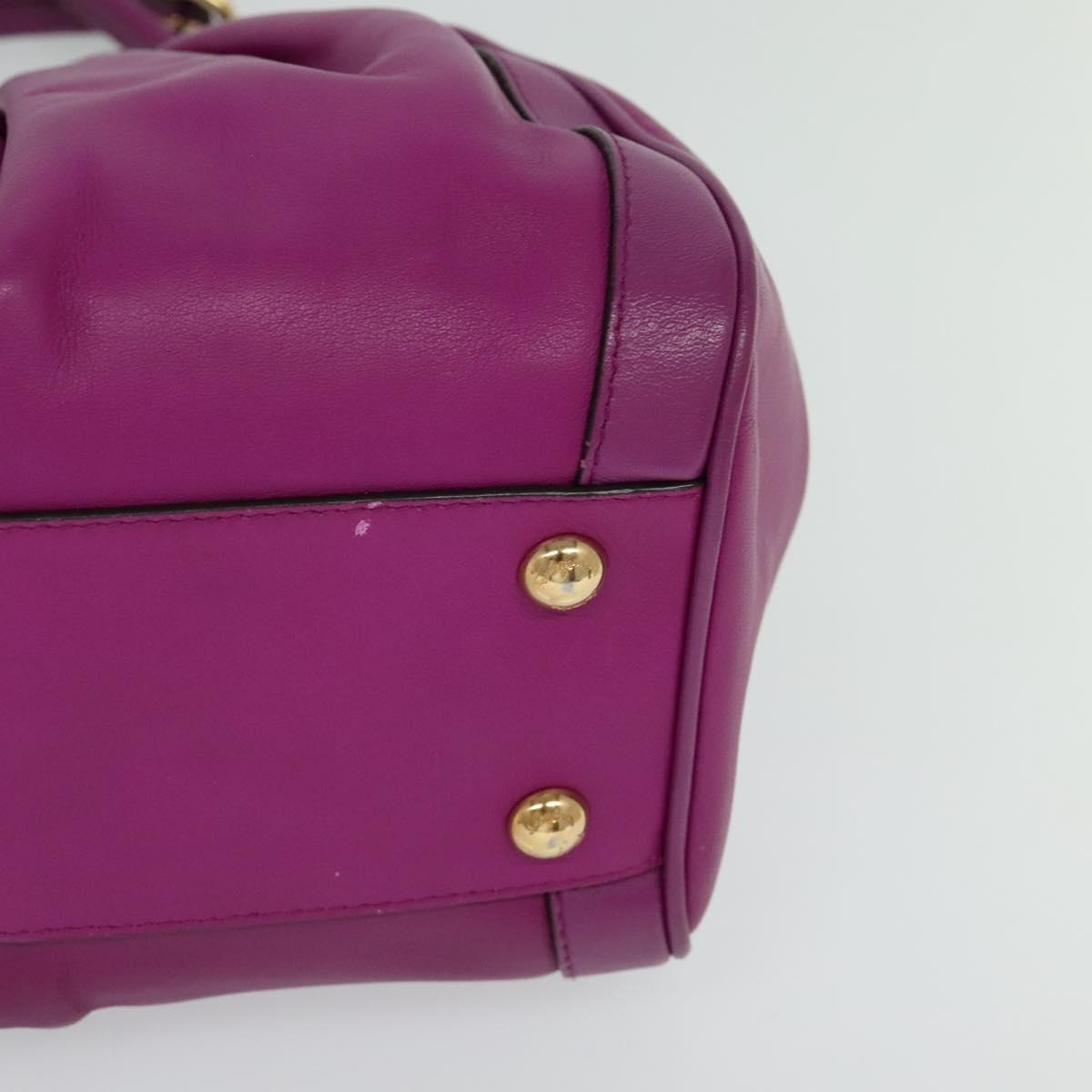 Salvatore Ferragamo Gancini Hand Bag Leather 2way Purple Gold Auth IN020