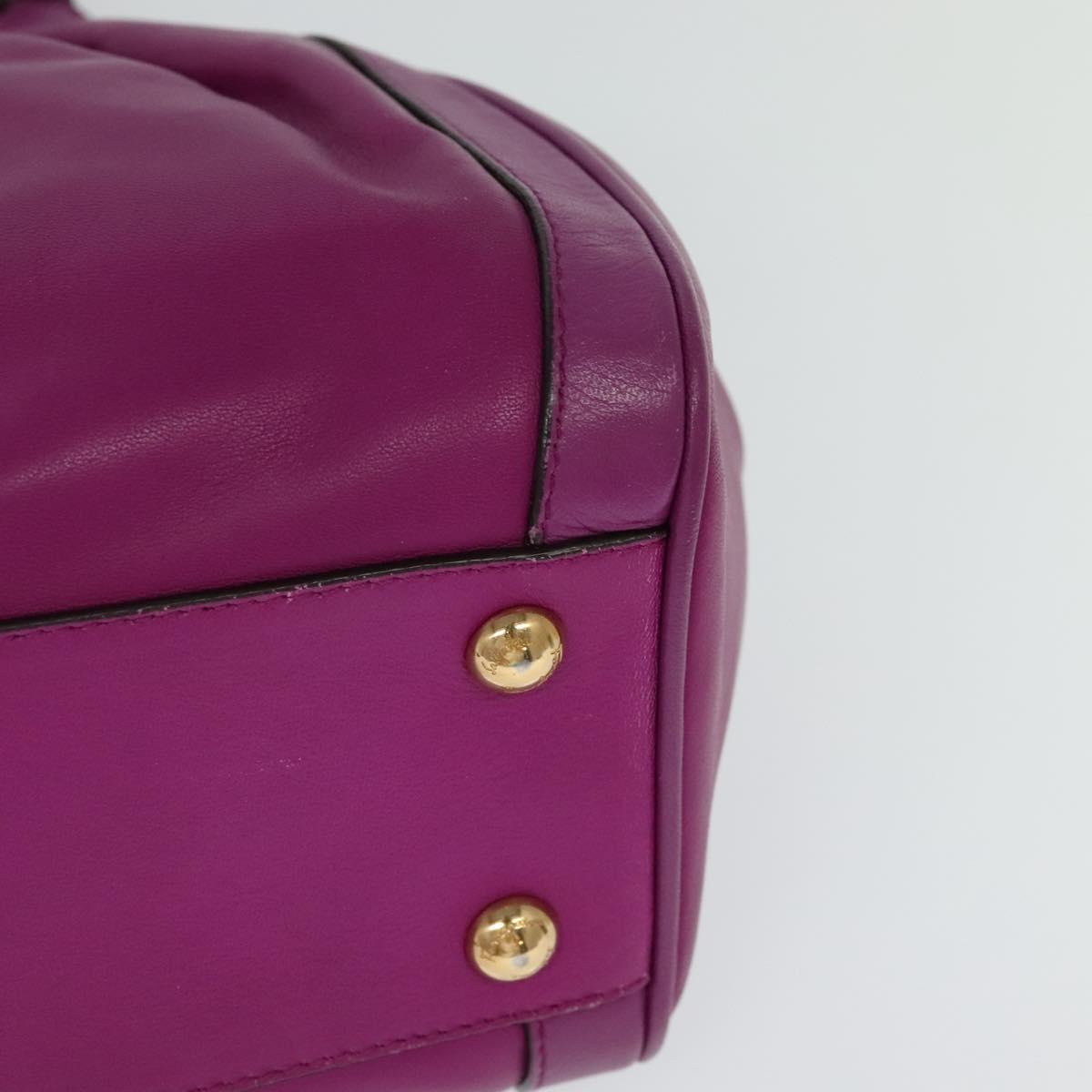 Salvatore Ferragamo Gancini Hand Bag Leather 2way Purple Gold Auth IN020