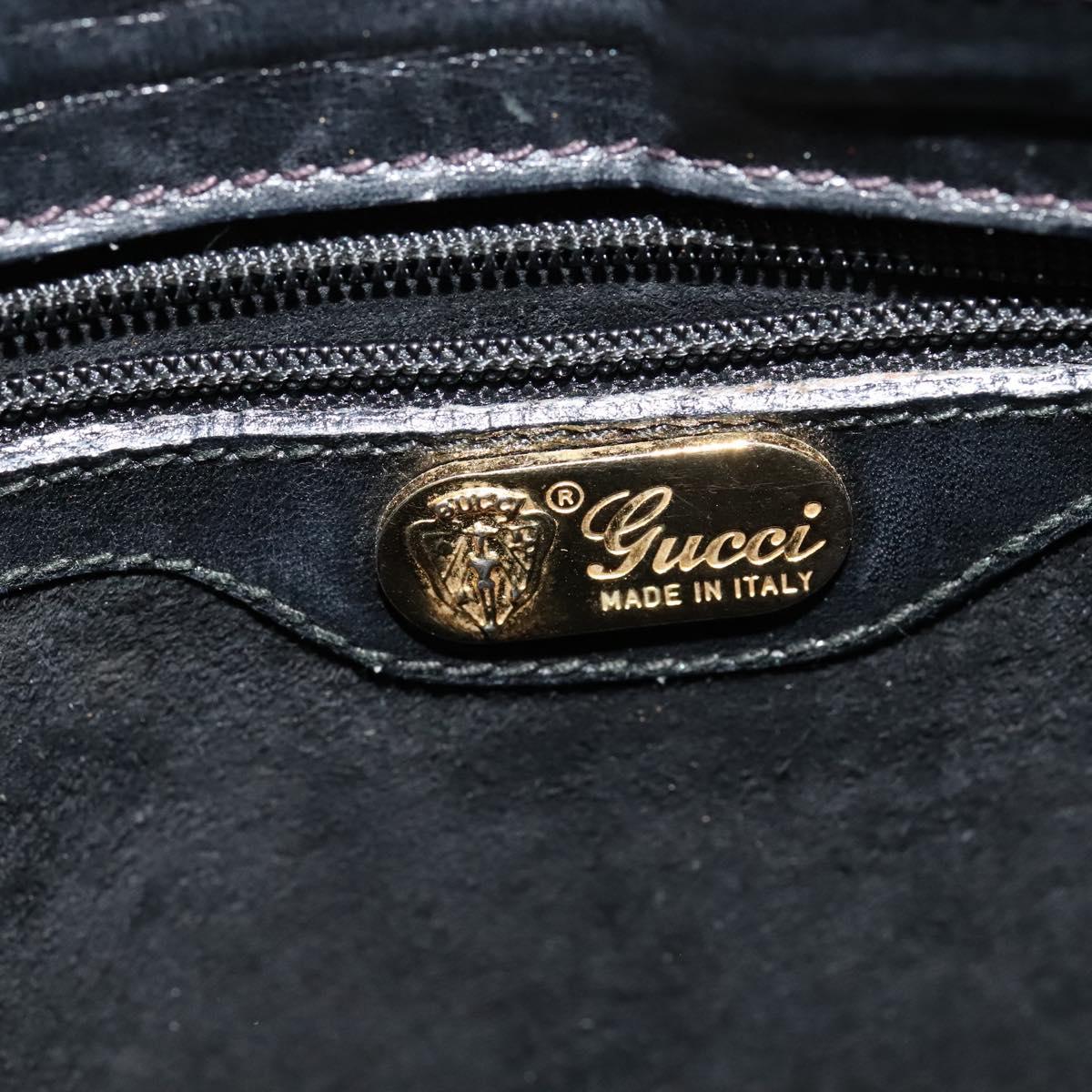 GUCCI Web Sherry Line Shoulder Bag Leather Black Gold Red Auth IN032