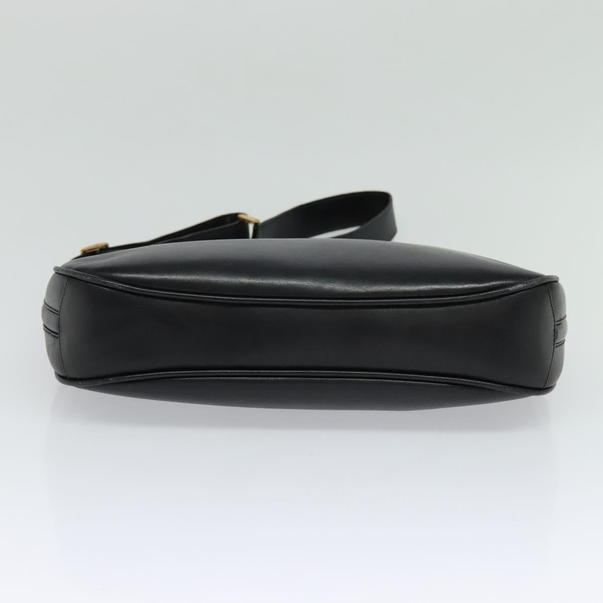 GUCCI Web Sherry Line Shoulder Bag Leather Black Gold Red Auth IN032