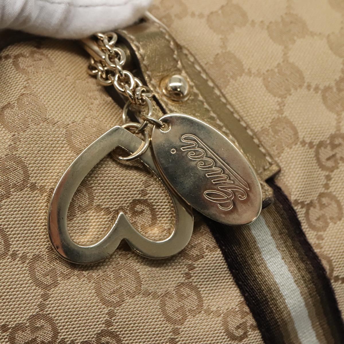 GUCCI GG Canvas Sherry Line Tote Bag Beige Black 139260 Auth IN044
