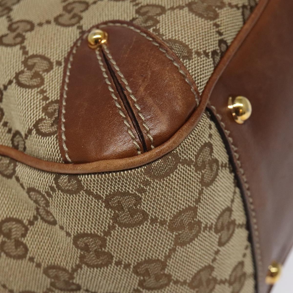 GUCCI GG Canvas Tote Bag Beige Gold 161128 Auth IN046
