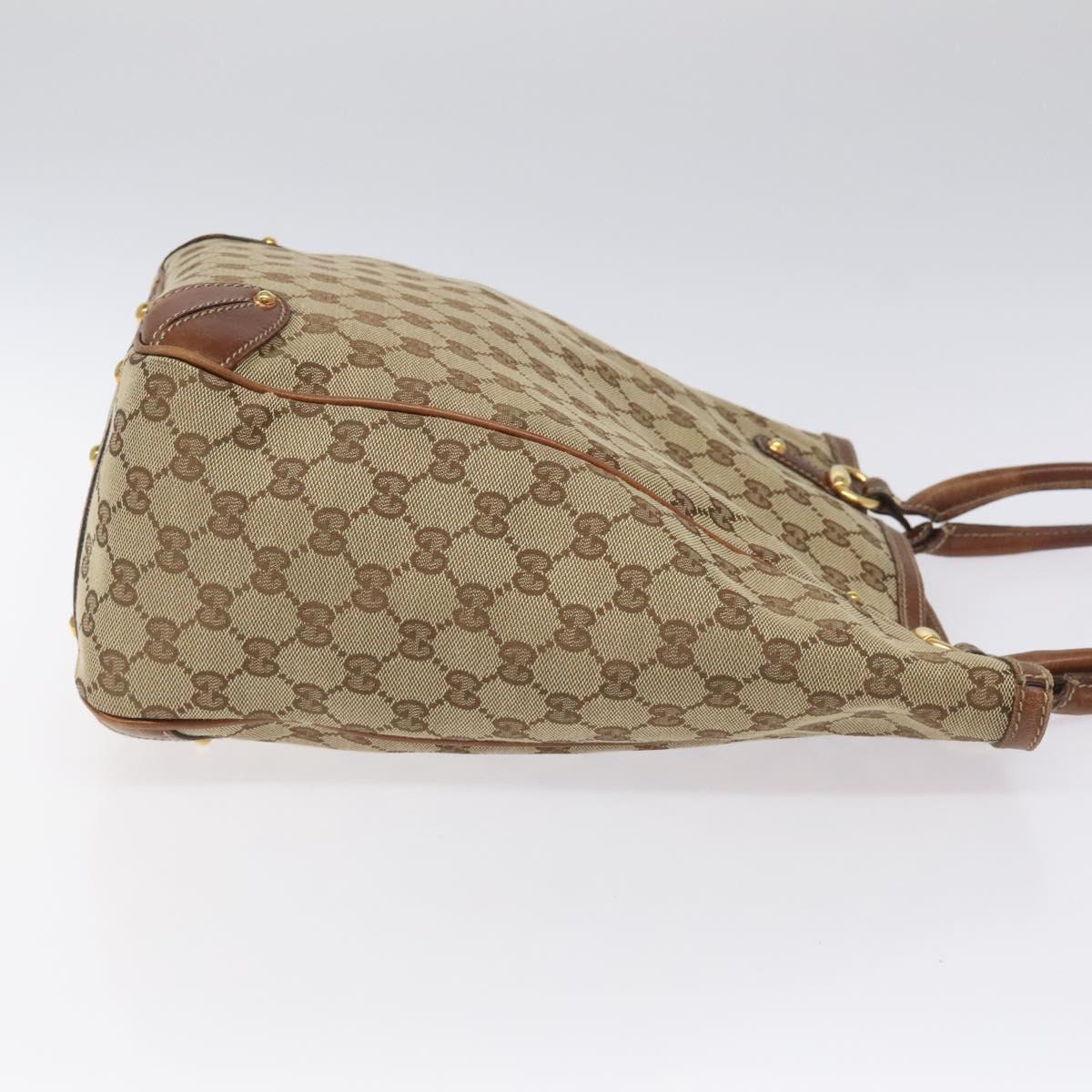GUCCI GG Canvas Tote Bag Beige Gold 161128 Auth IN046