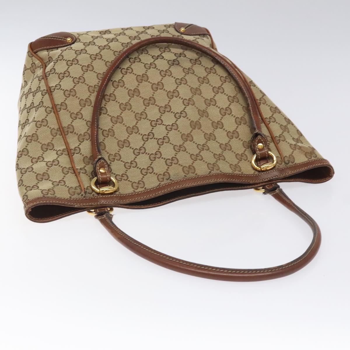 GUCCI GG Canvas Tote Bag Beige Gold 161128 Auth IN046
