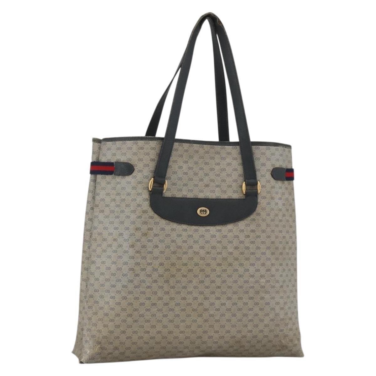 GUCCI Micro GG Supreme Sherry Line Tote Bag PVC Navy Gold 39 02 091 Auth INZ004