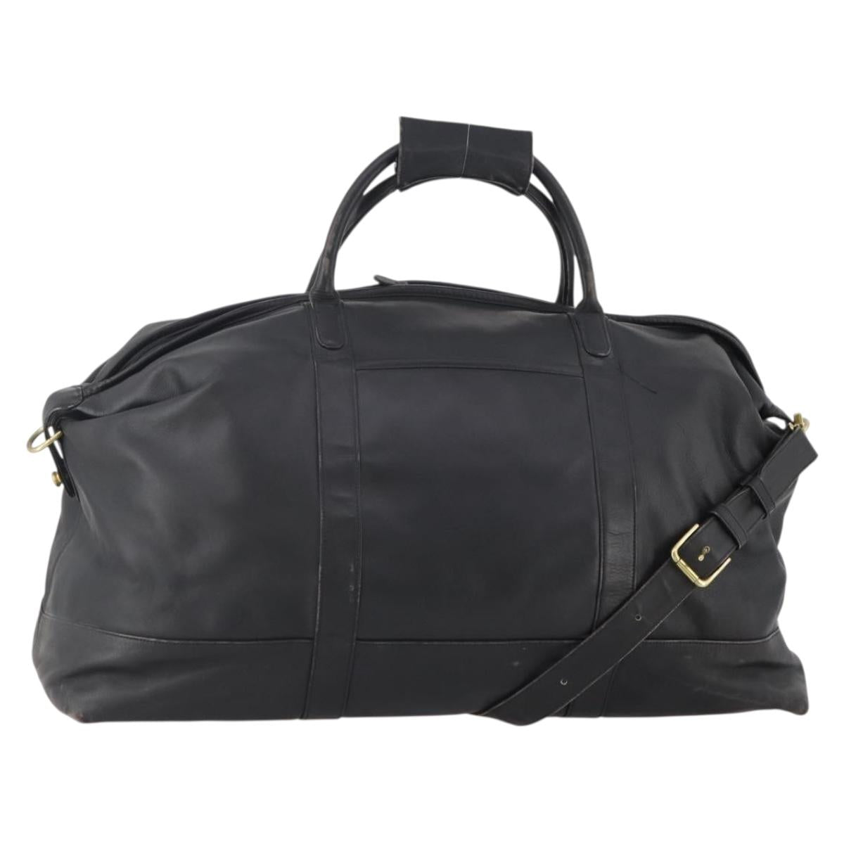Coach Boston Bag Leather 2way Black Gold Auth INZ009A