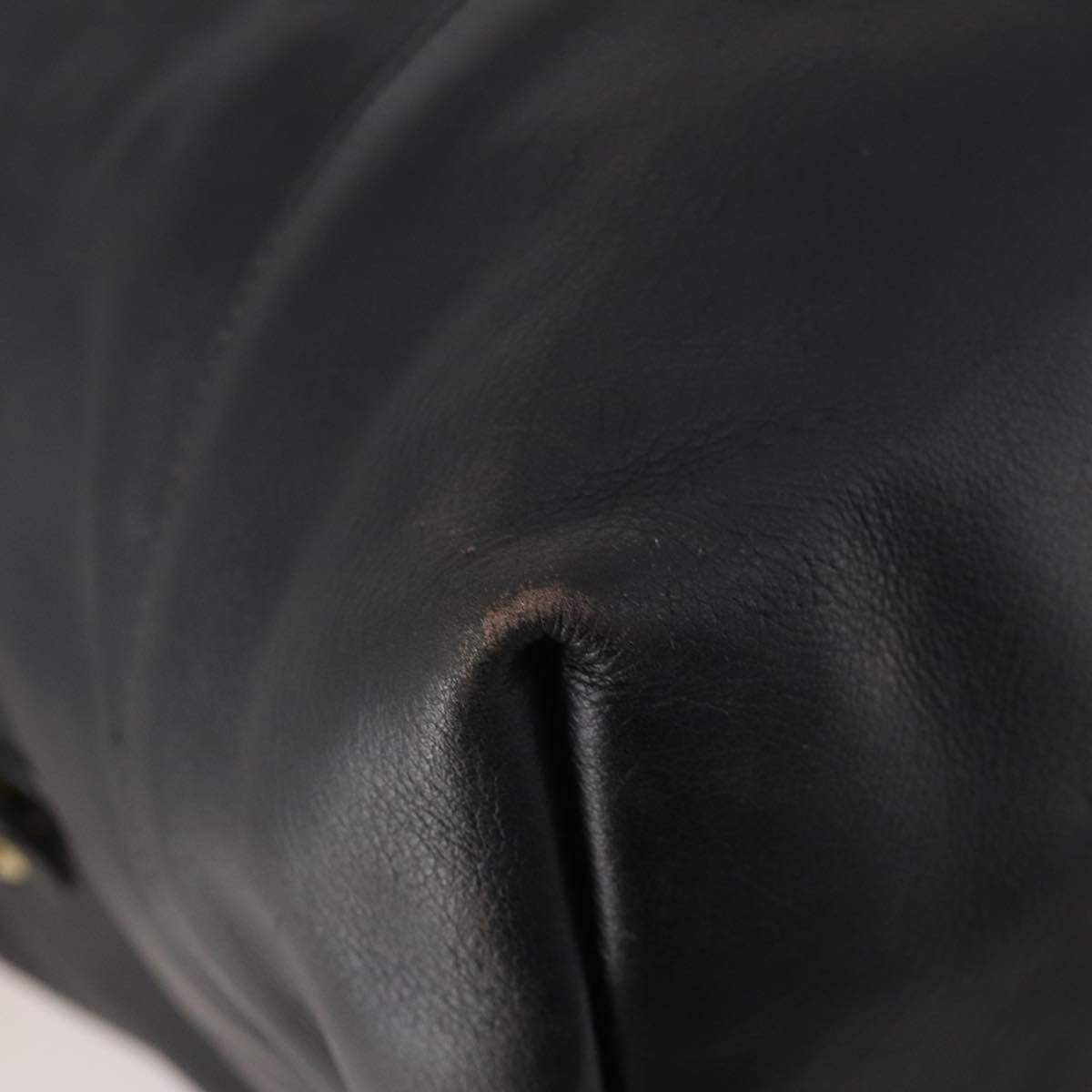 Coach Boston Bag Leather 2way Black Gold Auth INZ009A