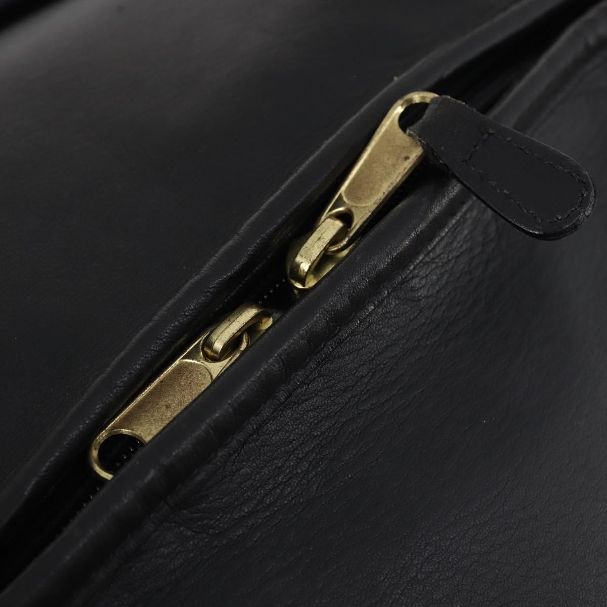 Coach Boston Bag Leather 2way Black Gold Auth INZ009A