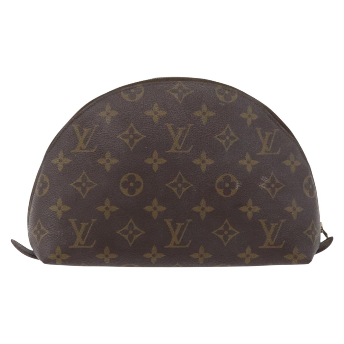 LOUIS VUITTON Monogram Trousse Demi Ronde Cosmetic Pouch M47520 LV Auth INZ014