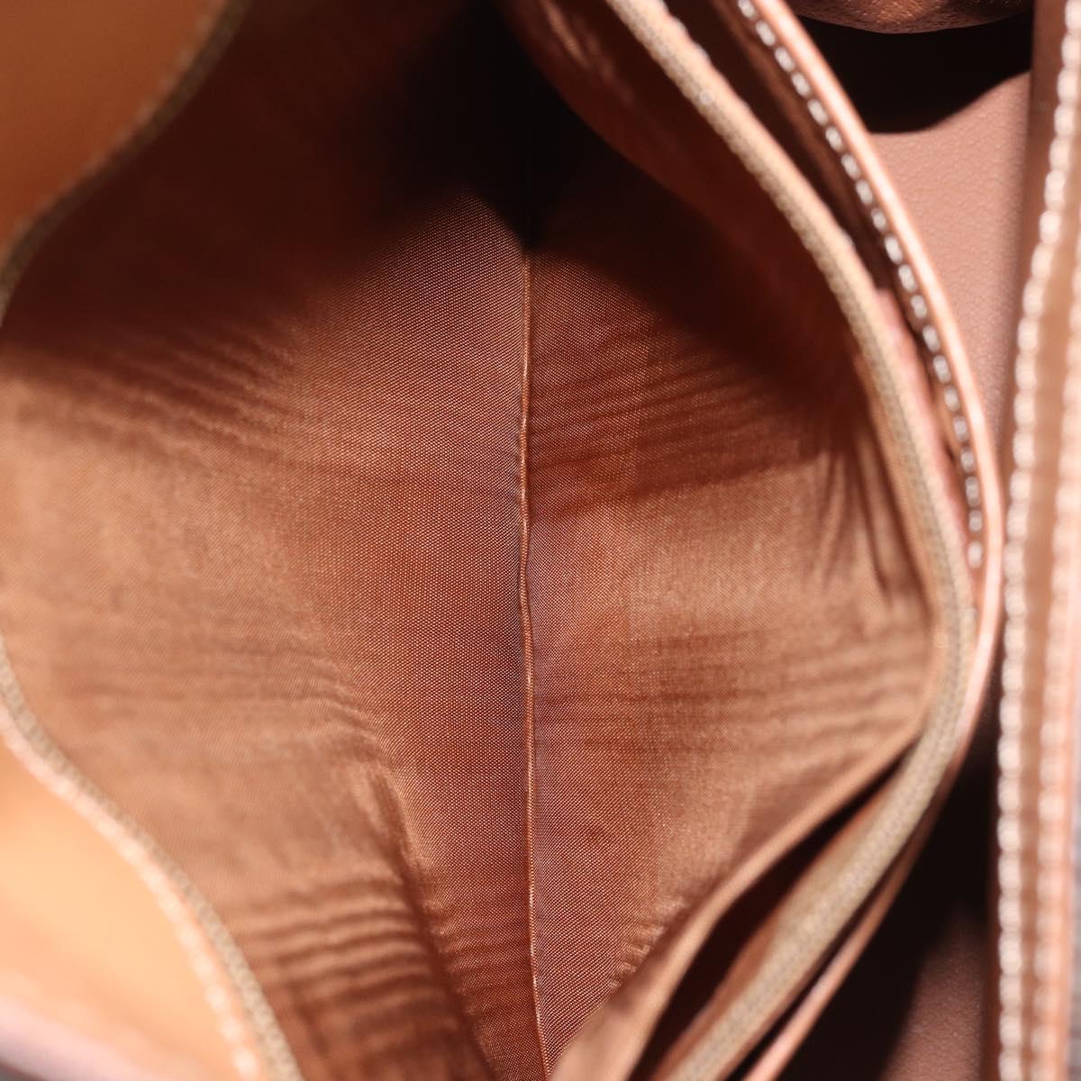 CELINE Macadam Canvas Hand Bag PVC Leather Brown Gold Auth INZ026A