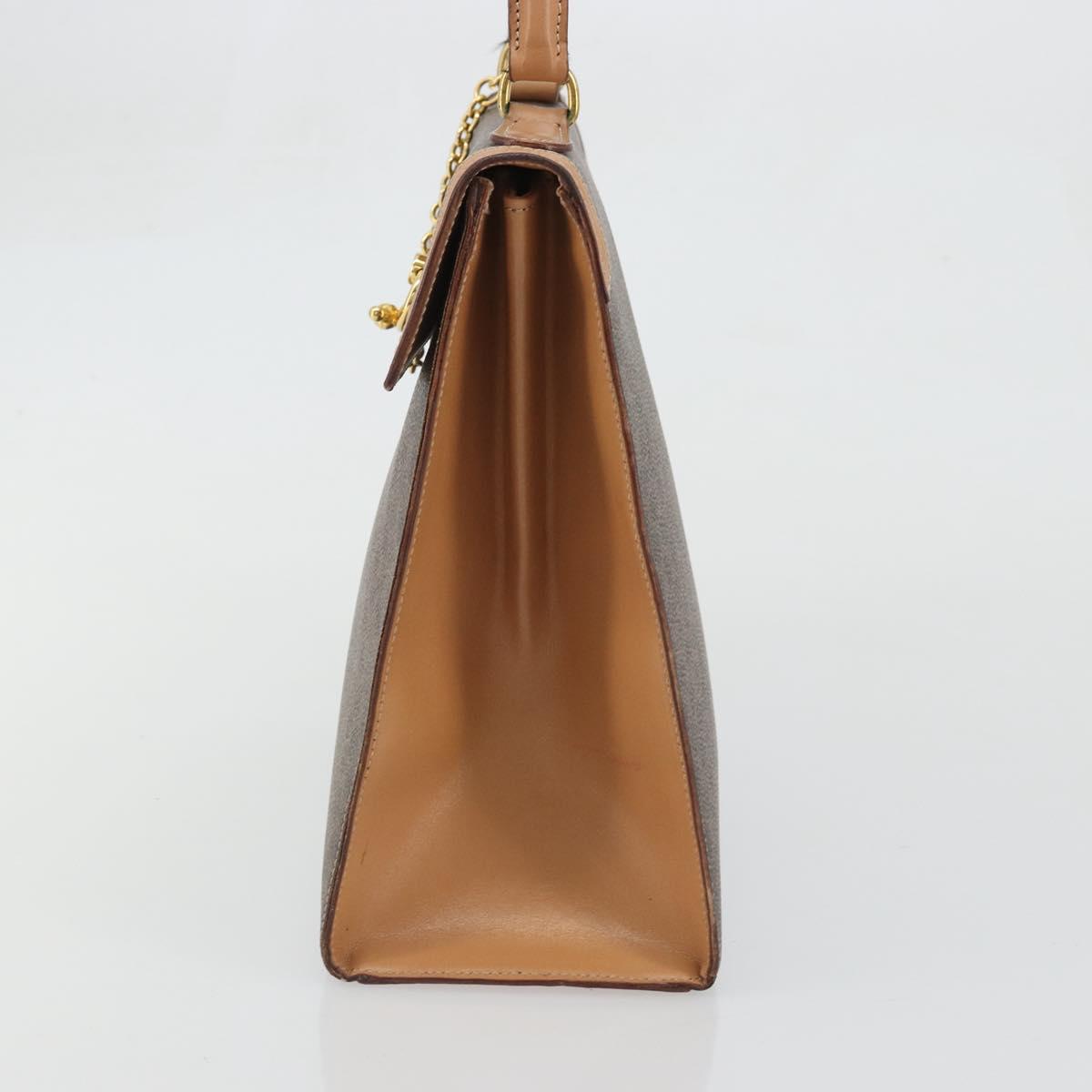 CELINE Macadam Canvas Hand Bag PVC Leather Brown Gold Auth INZ026A