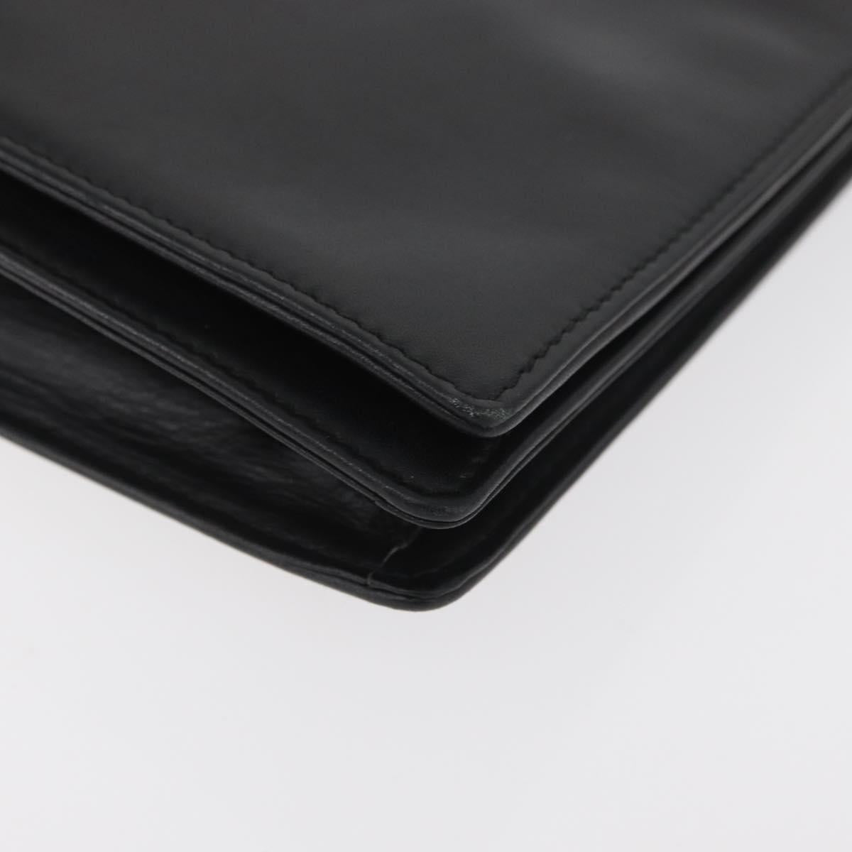 LOEWE Clutch Bag Leather Black Gold Auth INZ056A