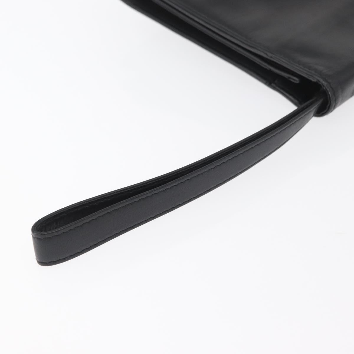 LOEWE Clutch Bag Leather Black Gold Auth INZ056A