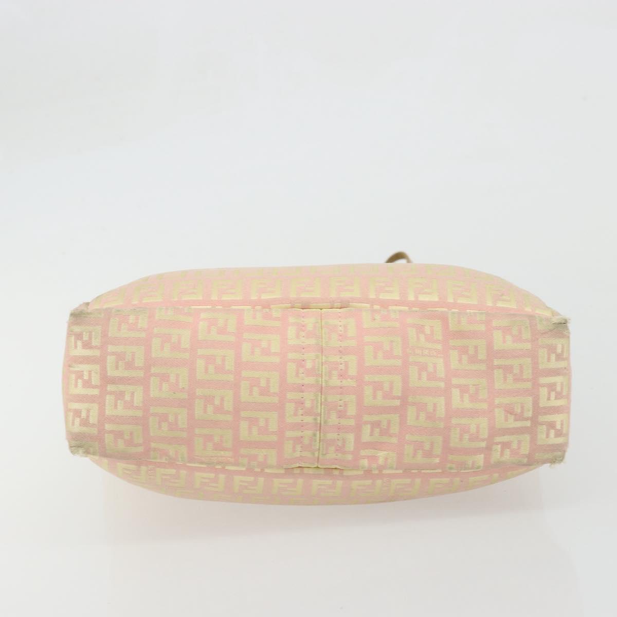 FENDI Zucchino Canvas Tote Bag Pink Gold Auth INZ062