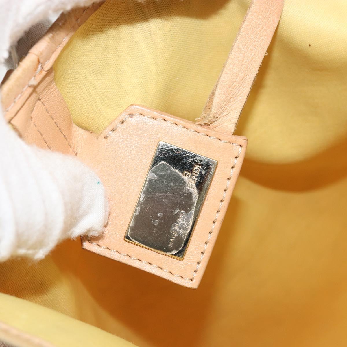 FENDI Zucchino Canvas Tote Bag Pink Gold Auth INZ062